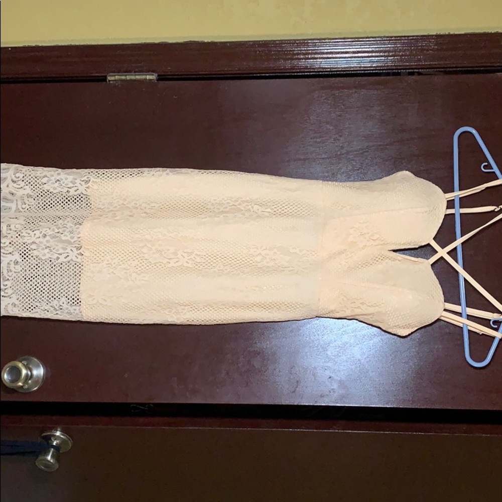 Material Girl lace nude dress